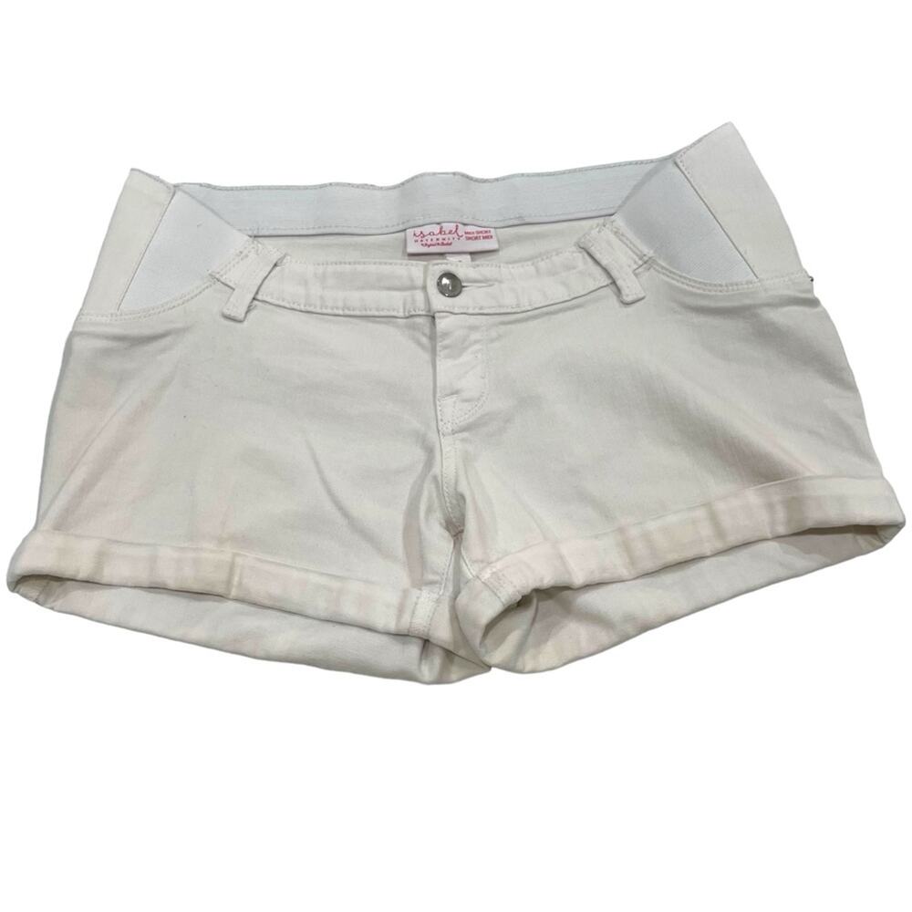 Isabel Maternity White Denim Under the Belly Shorts Size 6